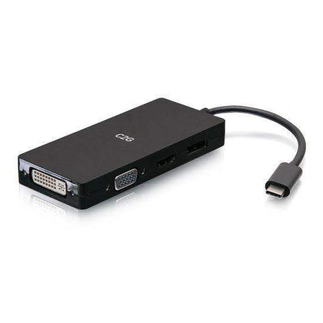 C2G C2G54454 USB-C® Multiport Adapter, 4-in-1 Video Adapter with HDMI®, DisplayPort™, DVI, andVGA - 4K 60Hz - Creation Networks