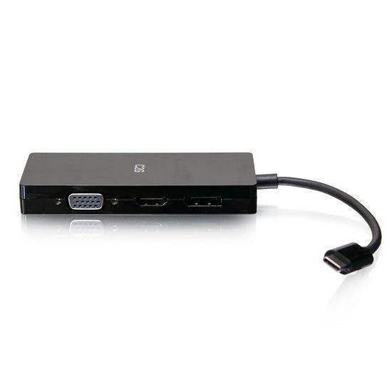 C2G C2G54454 USB-C® Multiport Adapter, 4-in-1 Video Adapter with HDMI®, DisplayPort™, DVI, andVGA - 4K 60Hz - Creation Networks