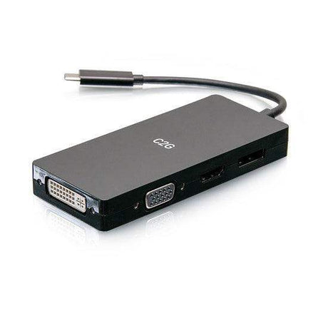 C2G C2G54454 USB-C® Multiport Adapter, 4-in-1 Video Adapter with HDMI®, DisplayPort™, DVI, andVGA - 4K 60Hz - Creation Networks