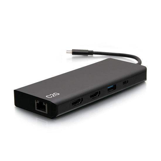 C2G C2G54488 USB-C® 9-in-1 Dual Display Docking Station with HDMI®, Ethernet, USB, 3.5mm Audio and Power Delivery up to 60W - 4K 30Hz (TAA Compliant) - Creation Networks