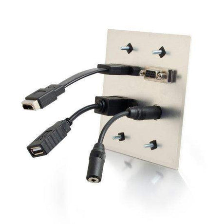 C2G CG39703 HDMI, VGA, 3.5mm and USB Pass Through Double Gang Wall Plate - Aluminum - Creation Networks