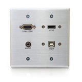 C2G CG39703 HDMI, VGA, 3.5mm and USB Pass Through Double Gang Wall Plate - Aluminum - Creation Networks