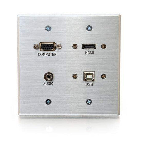 C2G CG39703 HDMI, VGA, 3.5mm and USB Pass Through Double Gang Wall Plate - Aluminum - Creation Networks
