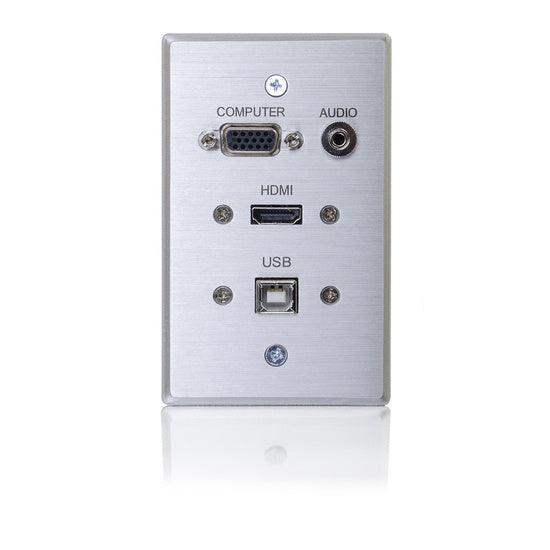 C2G CG39707 HDMI, VGA, 3.5mm Audio and USB Pass Through Single Gang Wall Plate - Aluminum - Creation Networks