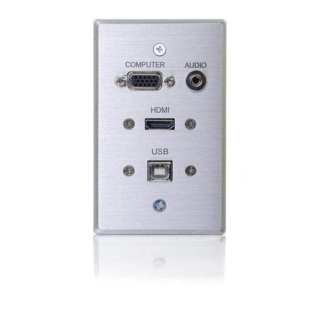 C2G CG39707 HDMI, VGA, 3.5mm Audio and USB Pass Through Single Gang Wall Plate - Aluminum - Creation Networks