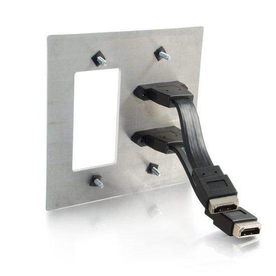 C2G CG39708 Dual HDMI Pass Through Double Gang Wall Plate with One Decorative Cutout (White) - Creation Networks