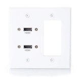 C2G CG39708 Dual HDMI Pass Through Double Gang Wall Plate with One Decorative Cutout (White) - Creation Networks