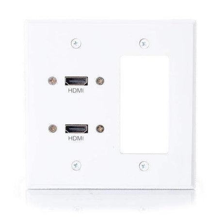 C2G CG39708 Dual HDMI Pass Through Double Gang Wall Plate with One Decorative Cutout (White) - Creation Networks