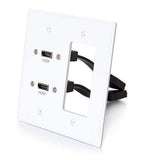 C2G CG39708 Dual HDMI Pass Through Double Gang Wall Plate with One Decorative Cutout (White) - Creation Networks