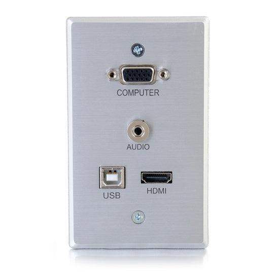 C2G CG60171 RapidRun VGA plus 3.5mm plus HDMI and USB Pass Through Single Gang Wall Plate - Creation Networks