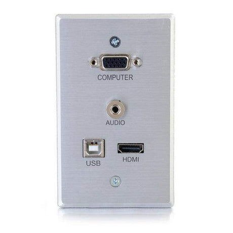 C2G CG60171 RapidRun VGA plus 3.5mm plus HDMI and USB Pass Through Single Gang Wall Plate - Creation Networks