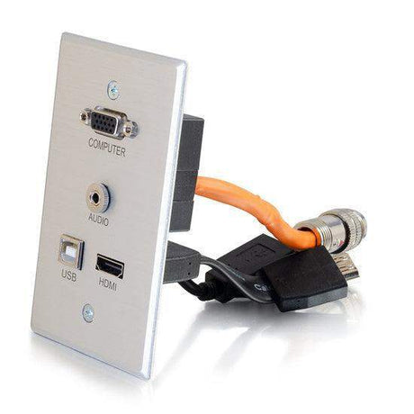 C2G CG60171 RapidRun VGA plus 3.5mm plus HDMI and USB Pass Through Single Gang Wall Plate - Creation Networks