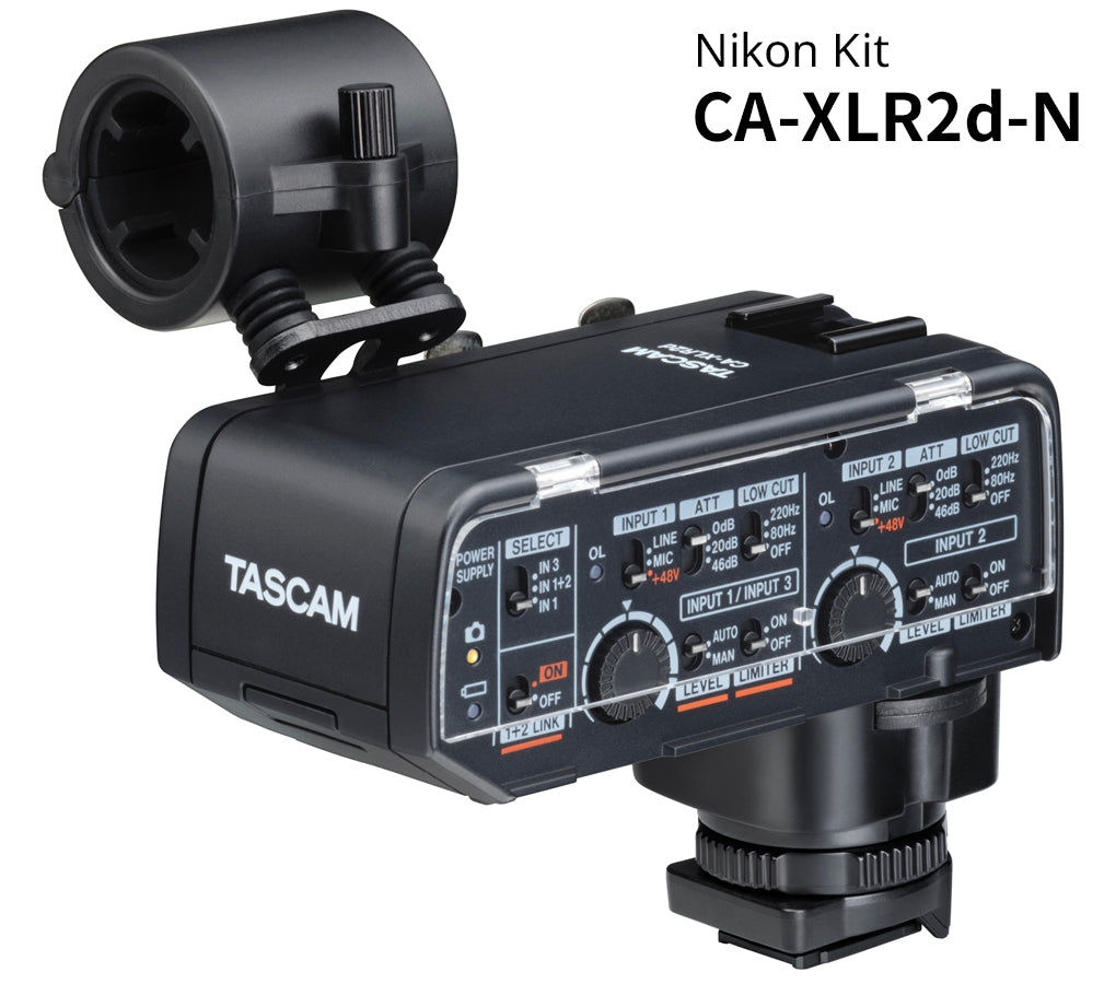 Tascam CA-XLR2d-N – XLR Mic Adapter for Cameras (Nikon) Camera Audio Adapters Tascam