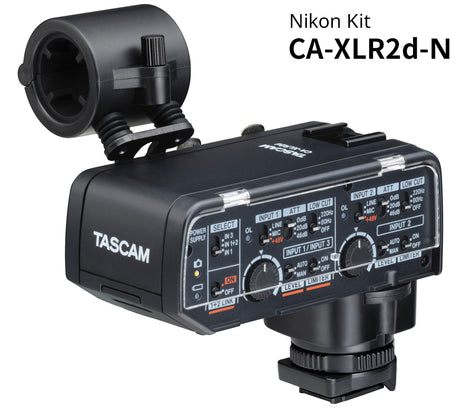 Tascam CA-XLR2d-N in use on a Nikon camera