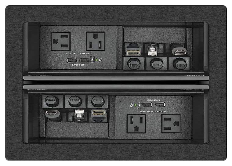 Extron Cable Cubby 1402 Black - 4 US AC, 12 A Breaker, 4 Outlets Under