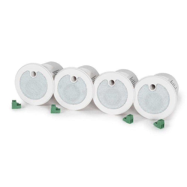 Cambridge Sound Qt® E-P-W-30-4 Active emitters + 4 patch cables for sound masking, + 4 patch cables for paging & music (White) 4 Pack - 911.0901.900 - Creation Networks