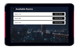 Connect Manager software showing available rooms across the facility