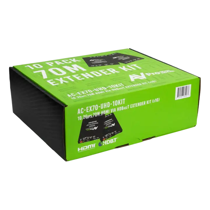 AVPro Edge 10 Pack of AC-EX70-UHD-KIT HDMI Extenders, Reduced Packaging for Bulk ordering