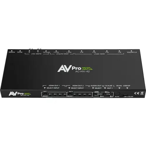 AVPro Edge 18Gbps HDMI  4x4 Matrix w/ Dual Audio Deembedding/Matrix with built in scalers and audio delay (Full HDR, 4K60 4:4:4)