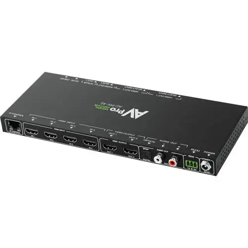 AVPro Edge 18Gbps HDMI  4x4 Matrix w/ Dual Audio Deembedding/Matrix with built in scalers and audio delay (Full HDR, 4K60 4:4:4)