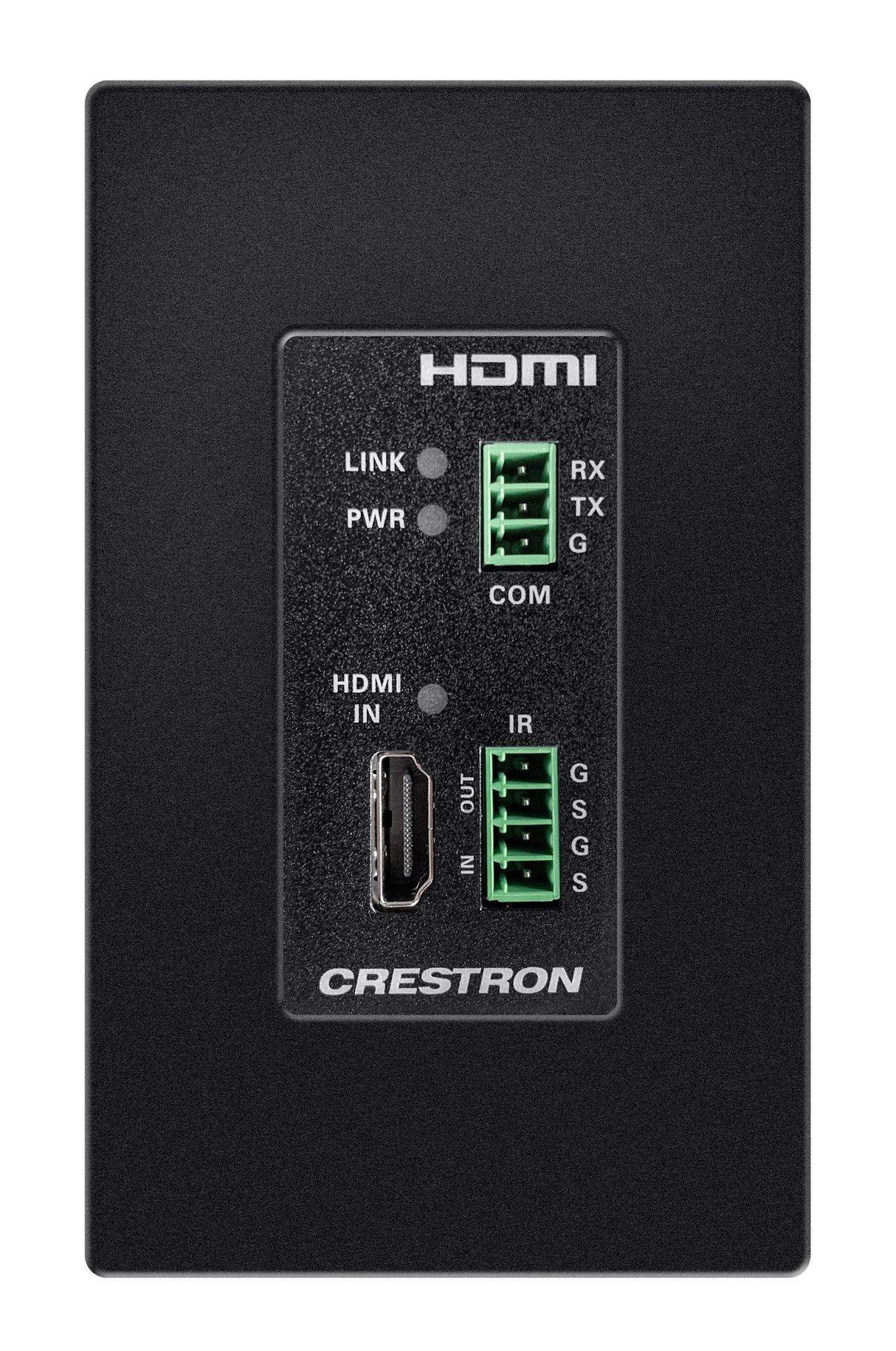 Crestron 4K 2x1 DM® Essentials Scaling Auto-Switcher and Wall Plate Extender over CATx Cable (Black) - DM-EXT-1021-1G-B KIT - Creation Networks