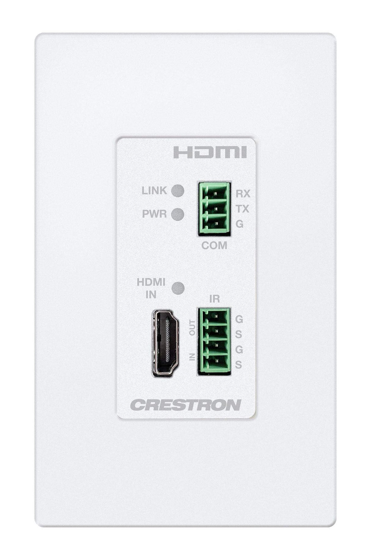 Crestron 4K 2x1 DM® Essentials Scaling Auto-Switcher and Wall Plate Extender over CATx Cable (White) - DM-EXT-1021-1G-W KIT - Creation Networks