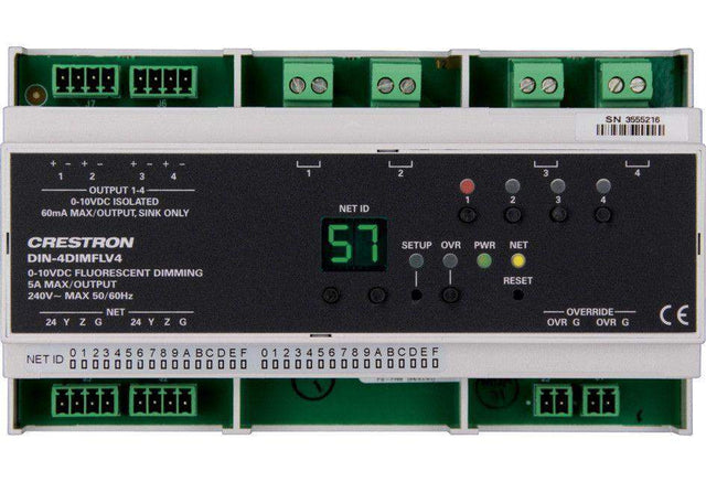 Crestron DIN Rail 0-10V Dimmer Module, 4 feeds, 4 channels - DIN-4DIMFLV4 - Creation Networks