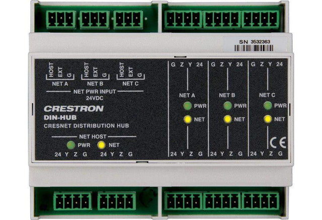 Crestron DIN Rail Cresnet Distribution Hub - DIN-HUB - Creation Networks