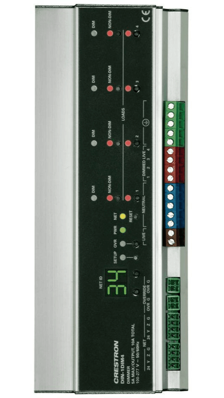 Crestron DIN Rail Dimmer, 1 feed, 4 channels - DIN-1DIM4 - Creation Networks