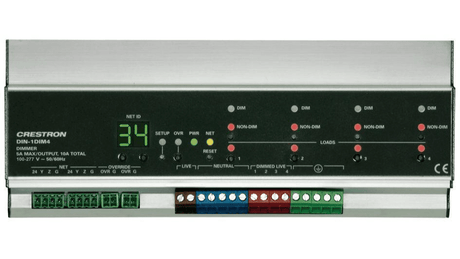 Crestron DIN Rail Dimmer, 1 feed, 4 channels - DIN-1DIM4 - Creation Networks