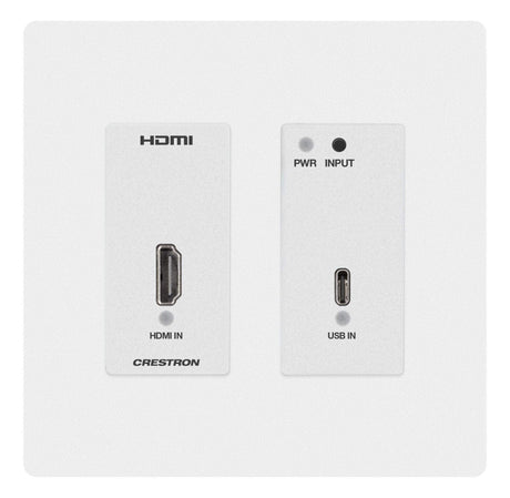 Crestron HD-TX-4KZ-211-2G-W DM Lite® 4K60 4:4:4 Transmitter and 2x1 Auto-Switcher for HDMI® and USB-C® DisplayPort™ Signal Extension over CATx Cable, Wall Plate, White - Creation Networks