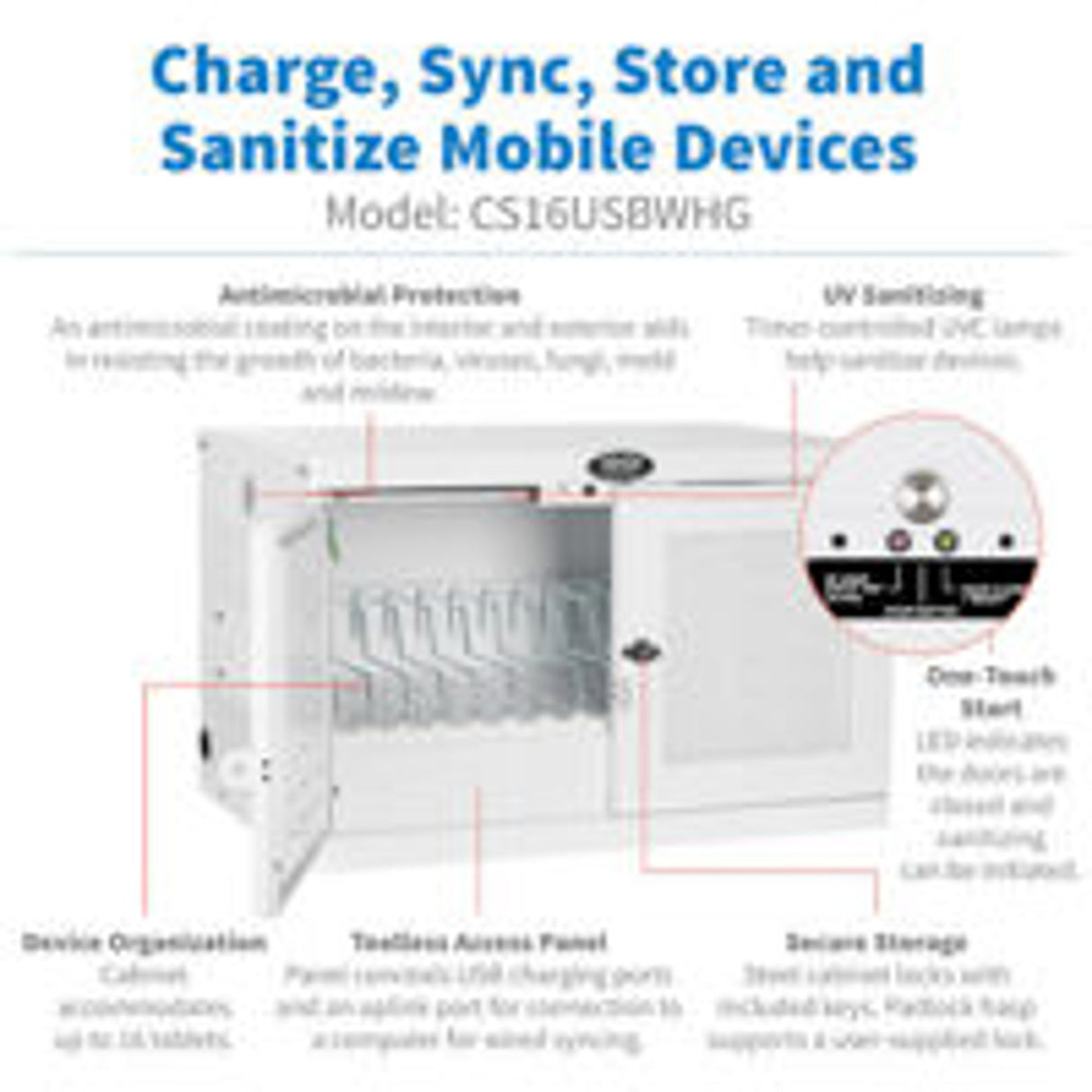Eaton CS16USBWHG – Hospital-Grade UV Charging Station