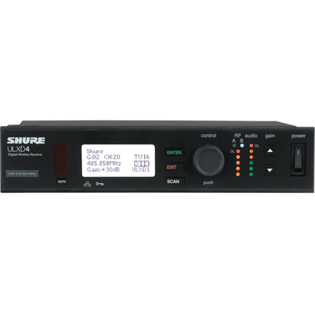 Shure ULXD4Q Quad-Channel Digital Wireless Mic Receiver - ULXD4Q=-G50 Audio Components Shure