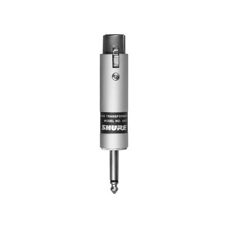 Shure A85F Transformer; Low Z, Female XLR to High Z 1/4" Phone Plug Microphones Shure