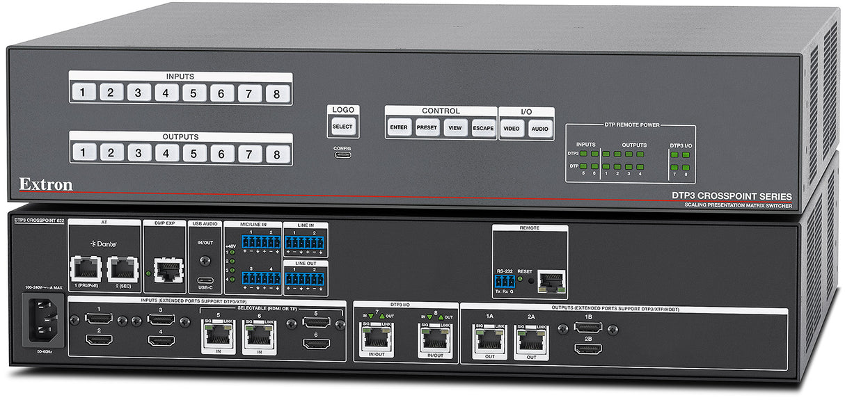 Extron DTP3 CrossPoint 622 Control Processor, Amplifier, ShareLink, LL UI Upg 4K/60 Presentation Matrix Switcher Control Processor, Amplifier, ShareLink, LL UI Upg audio and video switches Creation Networks