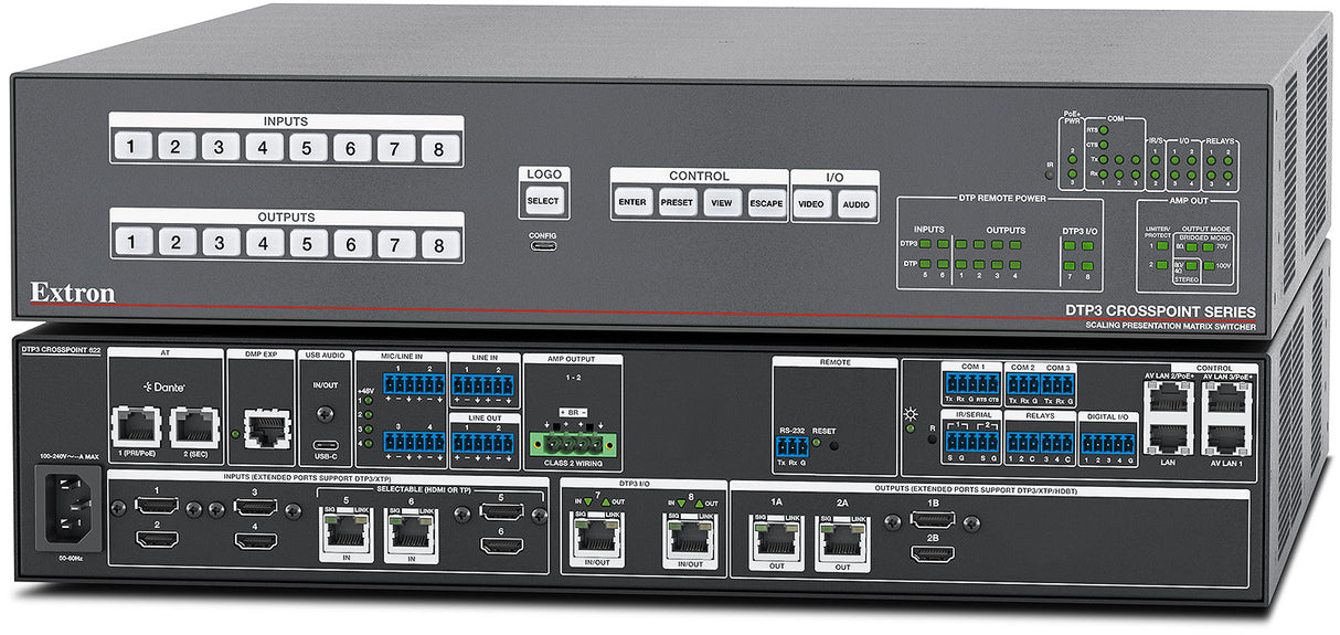 Extron DTP3 CrossPoint 622 Control Processor, Amplifier, ShareLink, LL UI Upg 4K/60 Presentation Matrix Switcher Control Processor, Amplifier, ShareLink, LL UI Upg audio and video switches Creation Networks