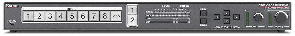 Extron DTP2 CrossPoint 82 IPCP Q SA, Control Processor and Stereo Amp, 8x2 4K/60 Scaling Presentation Matrix Switcher
