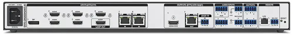 Extron DTP2 CrossPoint 82 IPCP Q SA, Control Processor and Stereo Amp, 8x2 4K/60 Scaling Presentation Matrix Switcher