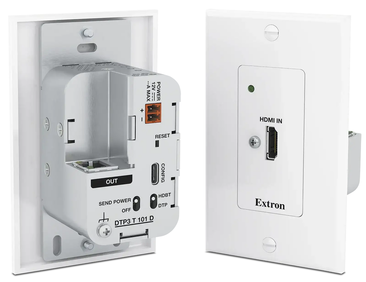 Extron DTP3 T 101 D HDMI 4K/60 Wallplate Tx, White - 330 feet (100 m)