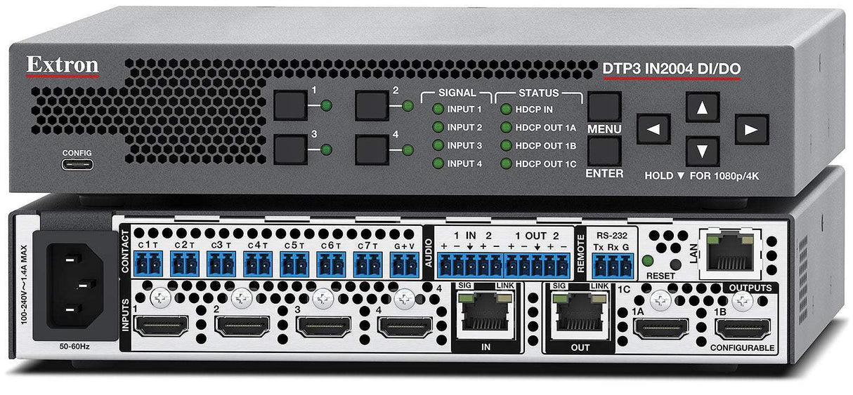 Extron DTP3 IN2004 Series Four Input 4K/60 Seamless Scaling Switcher, DTP3 I/O