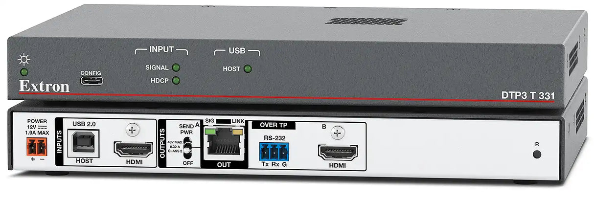 Extron DTP3 R 331 HDMI 4K/60 and USB Data Rx - 330 feet (100 m) - 60-2092-53 Room Control Extron