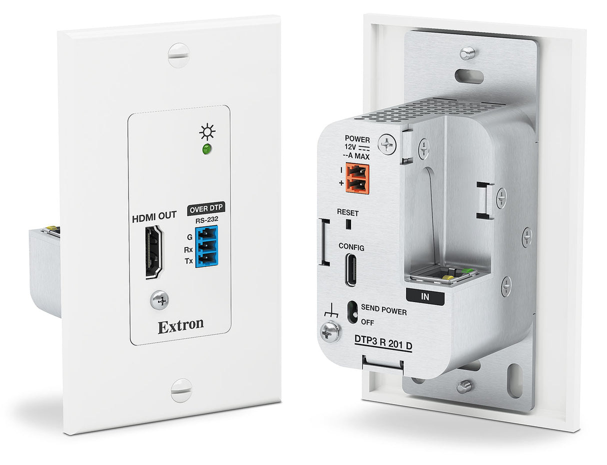 Extron DTP3 R 201 D – 4K/60 HDMI DTP3 Decorator-Style Wallplate Receiver, White 60-2072-53