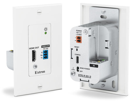 Extron DTP3 R 201 D – 4K/60 HDMI DTP3 Decorator-Style Wallplate Receiver, White Video Transmitters Extron