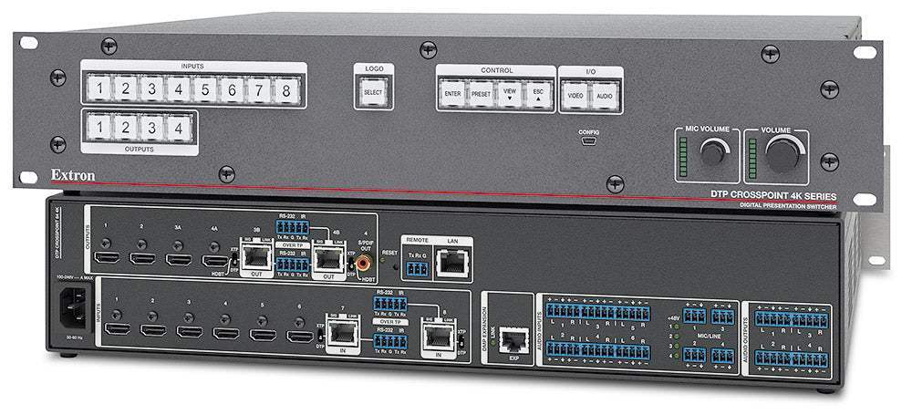 Extron DTP CrossPoint 84 4K IPCP Q MA 70, 100 Watt 70 V Mono Amp, AV LAN, 8x4 Seamless 4K Scaling Presentation Matrix Switcher (Copy) (Copy)