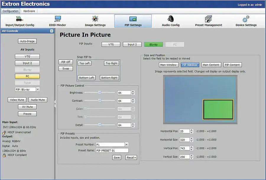 Extron DTP DVS 605 Five Input HDCP-Compliant Scaler with Seamless Switching