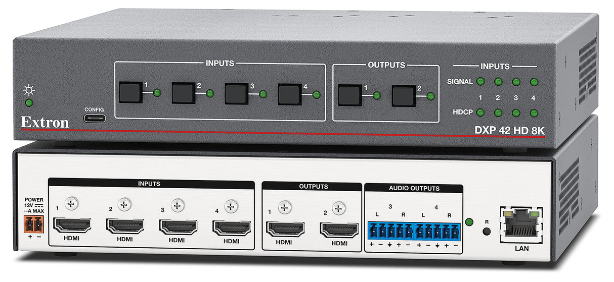 Extron DXP 42 HD 8K – 4x2 8K HDMI Matrix Switcher with Audio De-embedding 60-1879-01