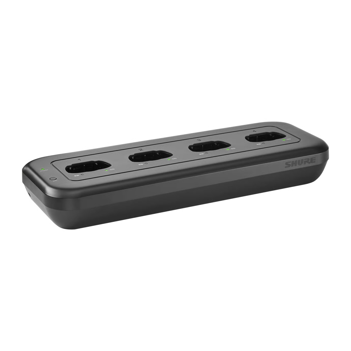 Shure MXWNDX4 Networked 4-Bay Charging Station for MXW neXt Bodypack, Handheld & Boundary Wireless Microphone Transmitters