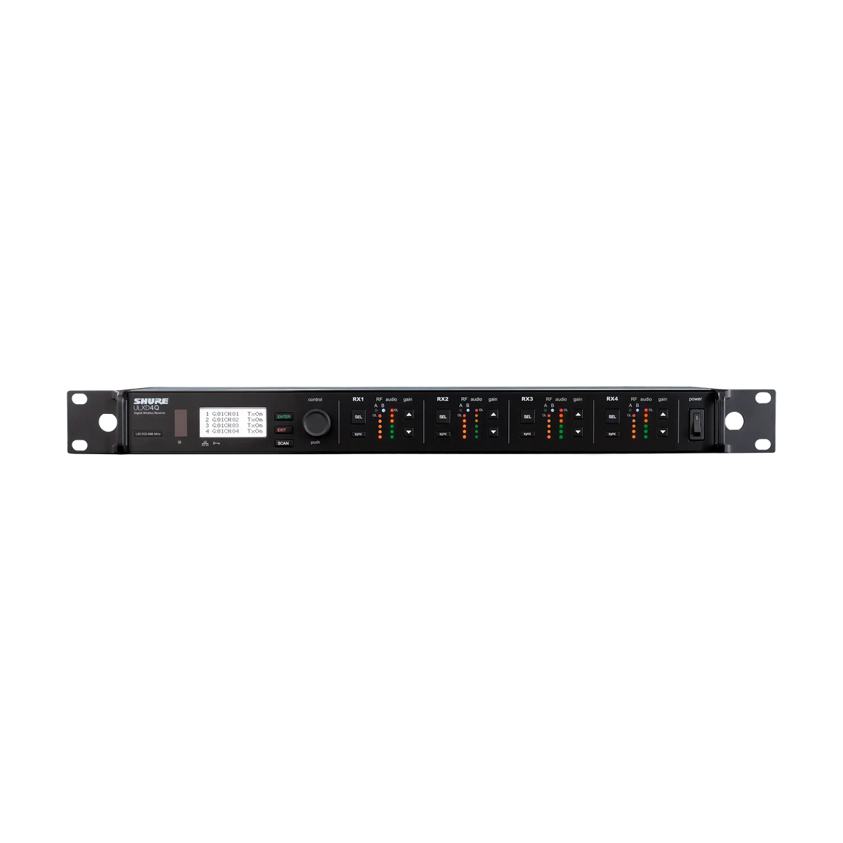 Shure ULXD4Q Quad-Channel Digital Wireless Mic Receiver - ULXD4Q=-G50 Audio Components Shure