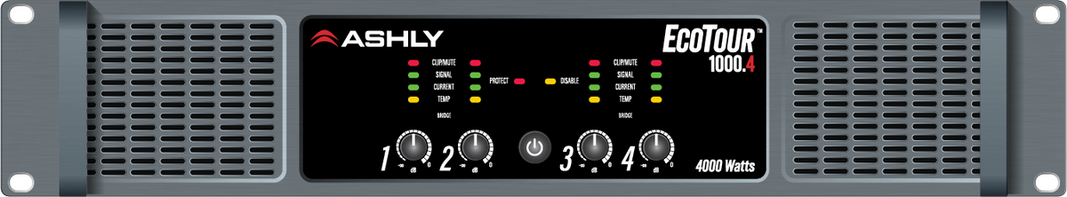 ASHLY ECOTOUR 1000.4 High-Efficiency Touring Power Amplifier 4 x 1000W @ 2/4 Ohms & 70V, 500W @ 8 Ohms Amplifiers Ashly