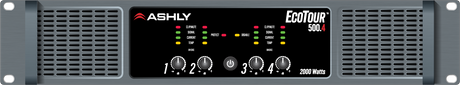 ASHLY ECOTOUR 500.4 High-Efficiency Touring Power Amplifier 4 x 500W @ 2/4 Ohms, 250W @ 8 Ohms, 1000W bridged @ 70V Amplifiers Ashly